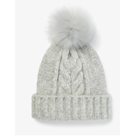 Express Accessories - Express Cable Knit Pom Beanie